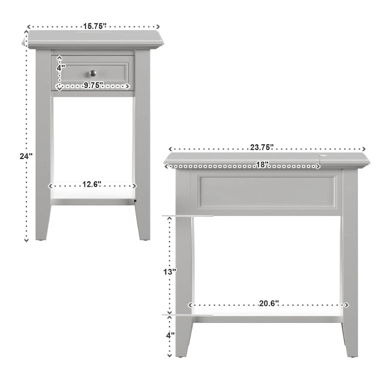 Mesa auxiliar de 1 cajón multicolor con estación de carga, para 1