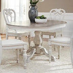 Mesa de comedor redonda de pedestal Magnolia Manor con extensiones expandibles - 2 acabados