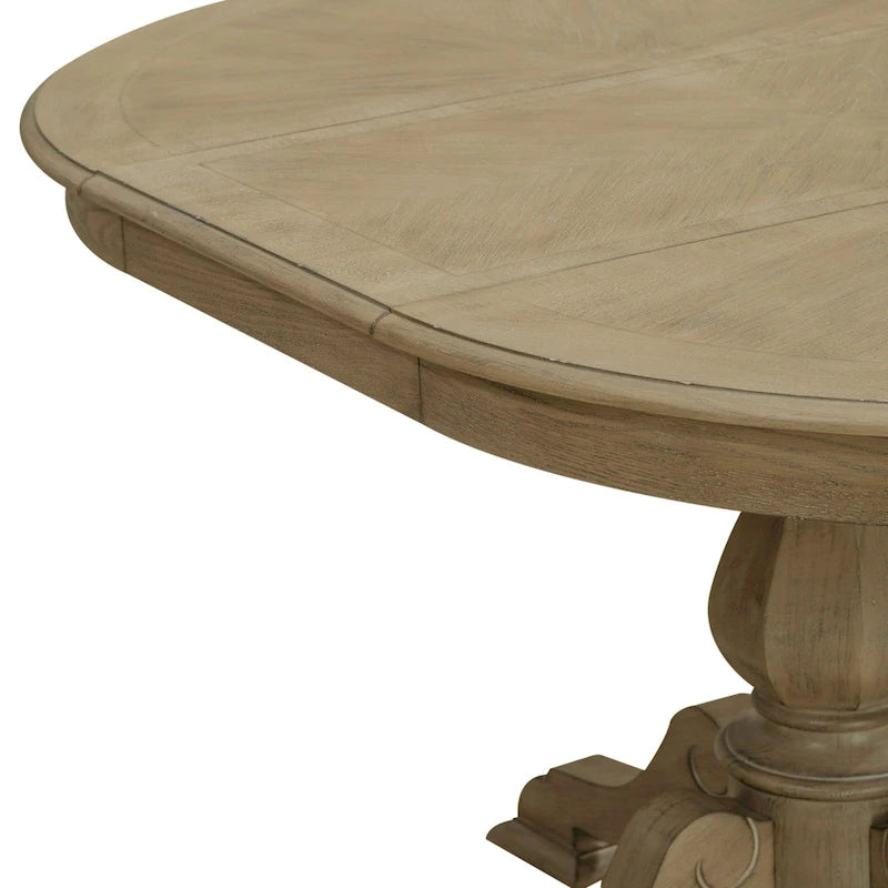 Mesa de comedor redonda de pedestal Magnolia Manor con extensiones expandibles - 2 acabados
