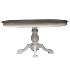 Mesa de comedor redonda de pedestal Magnolia Manor con extensiones expandibles - 2 acabados
