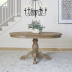 Mesa de comedor redonda de pedestal Magnolia Manor con extensiones expandibles - 2 acabados