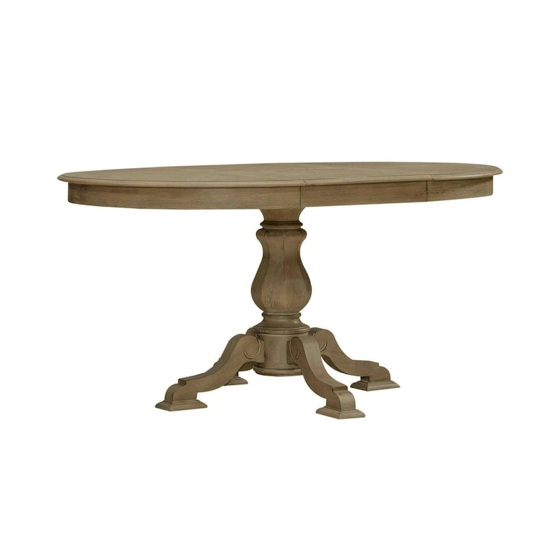 Mesa de comedor redonda de pedestal Magnolia Manor con extensiones expandibles - 2 acabados