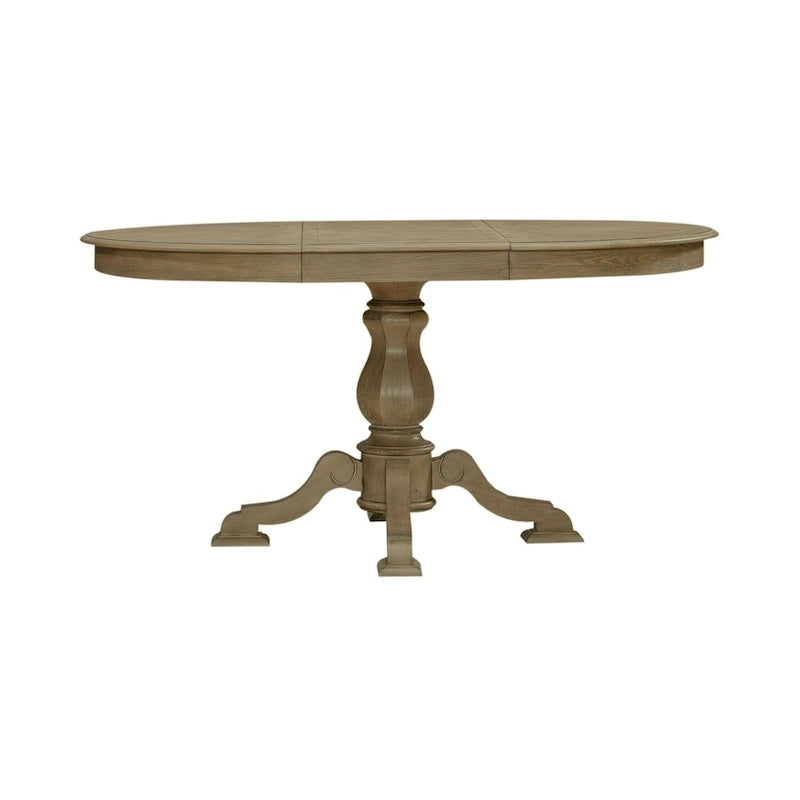 Mesa de comedor redonda de pedestal Magnolia Manor con extensiones expandibles - 2 acabados