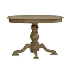 Mesa de comedor redonda de pedestal Magnolia Manor con extensiones expandibles - 2 acabados