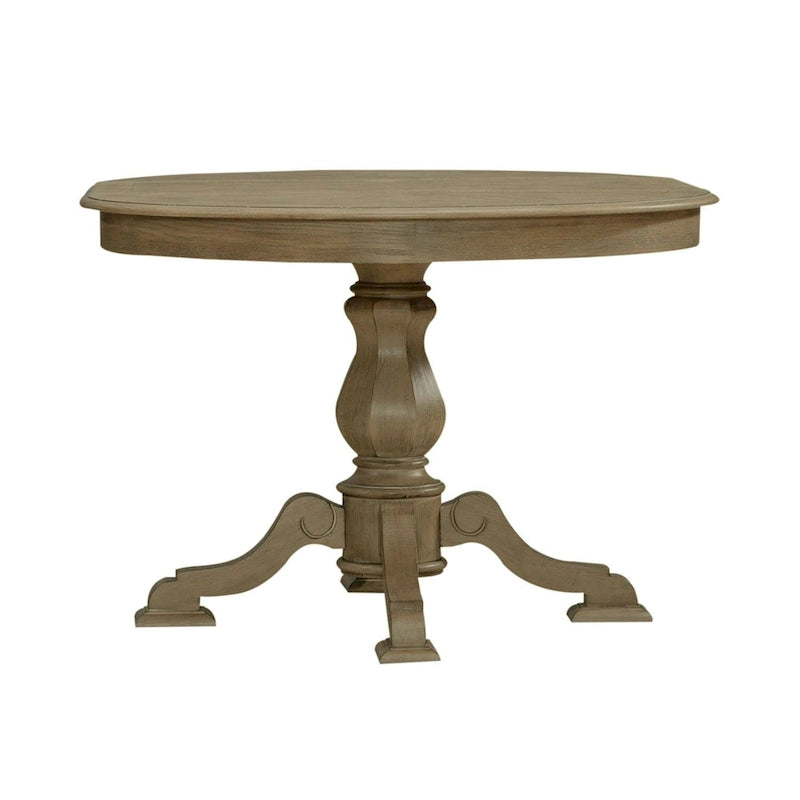 Mesa de comedor redonda de pedestal Magnolia Manor con extensiones expandibles - 2 acabados