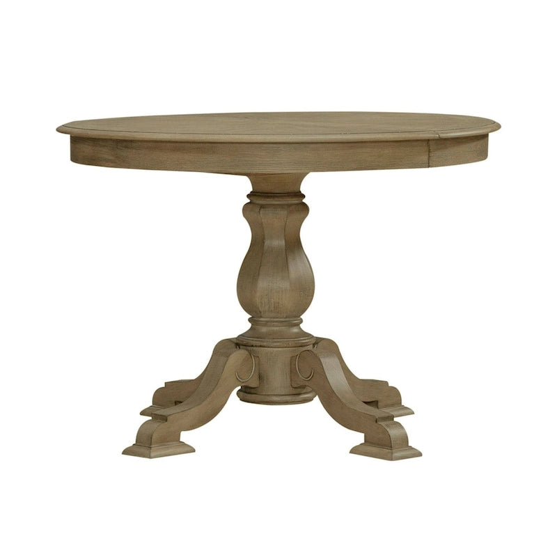 Mesa de comedor redonda de pedestal Magnolia Manor con extensiones expandibles - 2 acabados