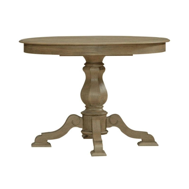Mesa de comedor redonda de pedestal Magnolia Manor con extensiones expandibles - 2 acabados