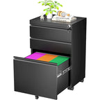Archivador metálico vertical de 3 cajones con ruedas | Negro, naranja, azul, blanco, rosa, gris | 1 persona