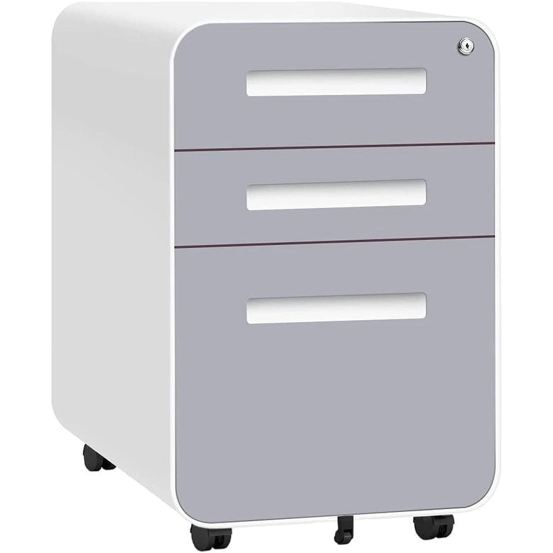 Archivador metálico vertical de 3 cajones con ruedas | Negro, naranja, azul, blanco, rosa, gris | 1 persona