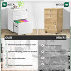 Archivador metálico vertical de 3 cajones con ruedas | Negro, naranja, azul, blanco, rosa, gris | 1 persona