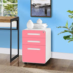 Archivador metálico vertical de 3 cajones con ruedas | Negro, naranja, azul, blanco, rosa, gris | 1 persona