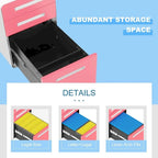 Archivador metálico vertical de 3 cajones con ruedas | Negro, naranja, azul, blanco, rosa, gris | 1 persona