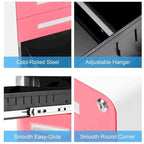 Archivador metálico vertical de 3 cajones con ruedas | Negro, naranja, azul, blanco, rosa, gris | 1 persona