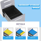 Archivador metálico vertical de 3 cajones con ruedas | Negro, naranja, azul, blanco, rosa, gris | 1 persona