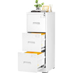 Archivador metálico vertical de 3 cajones con ruedas | Negro, naranja, azul, blanco, rosa, gris | 1 persona