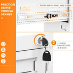 Archivador metálico vertical de 3 cajones con ruedas | Negro, naranja, azul, blanco, rosa, gris | 1 persona