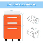 Archivador metálico vertical de 3 cajones con ruedas | Negro, naranja, azul, blanco, rosa, gris | 1 persona