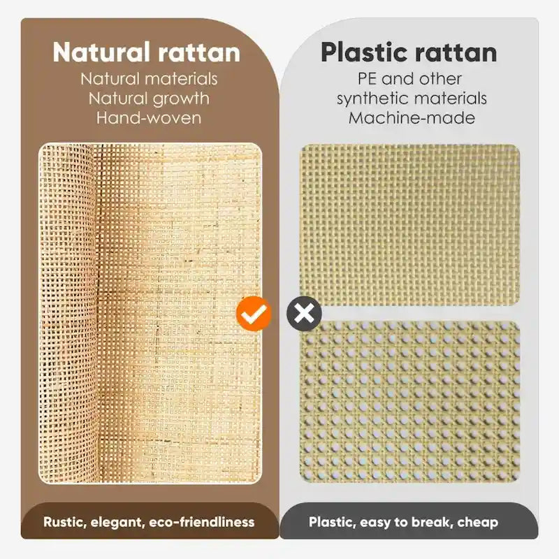 Mesita de noche bohemia de ratán natural con cajón, juego de 2 unidades