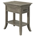 Mesa auxiliar de madera con un cajón y estante inferior, gris humo y cerezo chocolate