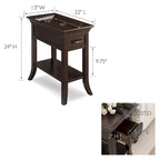 Mesa auxiliar de madera con un cajón y estante inferior, gris humo y cerezo chocolate
