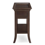 Mesa auxiliar de madera con un cajón y estante inferior, gris humo y cerezo chocolate