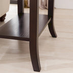 Mesa auxiliar de madera con un cajón y estante inferior, gris humo y cerezo chocolate