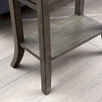 Mesa auxiliar de madera con un cajón y estante inferior, gris humo y cerezo chocolate
