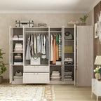 Armario modular con puerta de cristal esmerilado gris claro, armario esquinero en forma de L/U