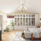 Armario modular con puerta de cristal esmerilado gris claro, armario esquinero en forma de L/U