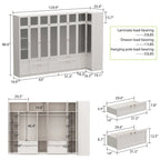 Armario modular con puerta de cristal esmerilado gris claro, armario esquinero en forma de L/U