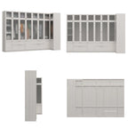Armario modular con puerta de cristal esmerilado gris claro, armario esquinero en forma de L/U