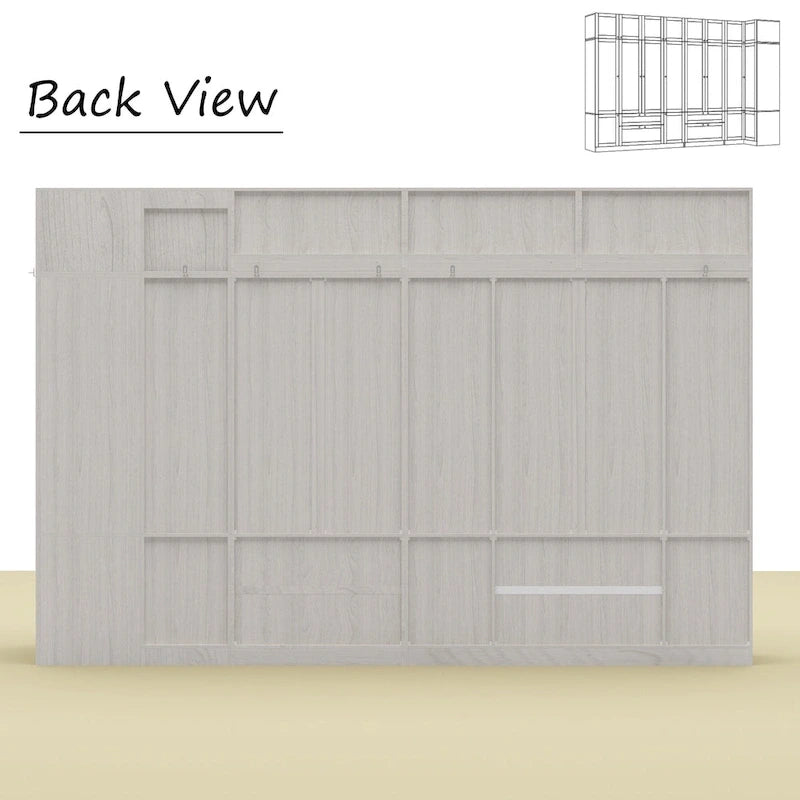 Armario modular con puerta de cristal esmerilado gris claro, armario esquinero en forma de L/U