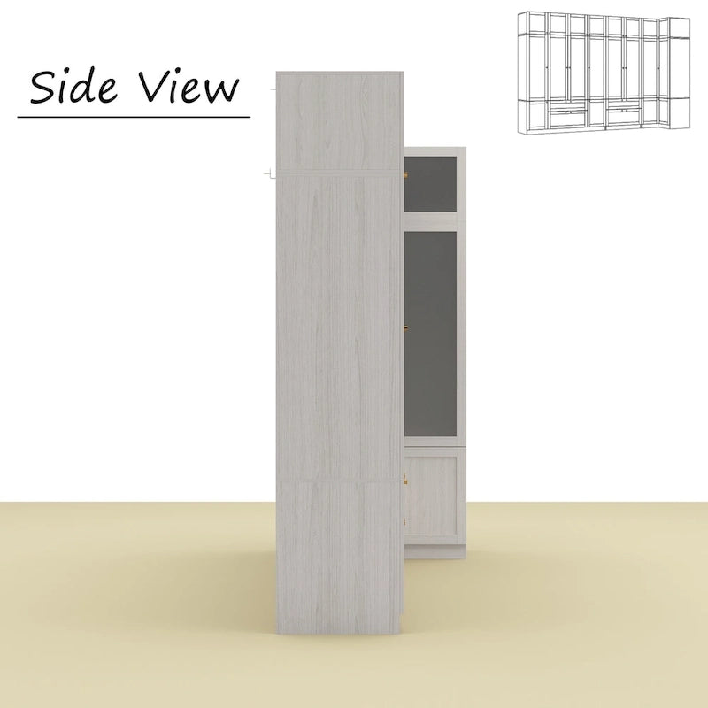 Armario modular con puerta de cristal esmerilado gris claro, armario esquinero en forma de L/U