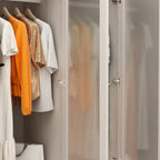 Armario modular con puerta de cristal esmerilado gris claro, armario esquinero en forma de L/U