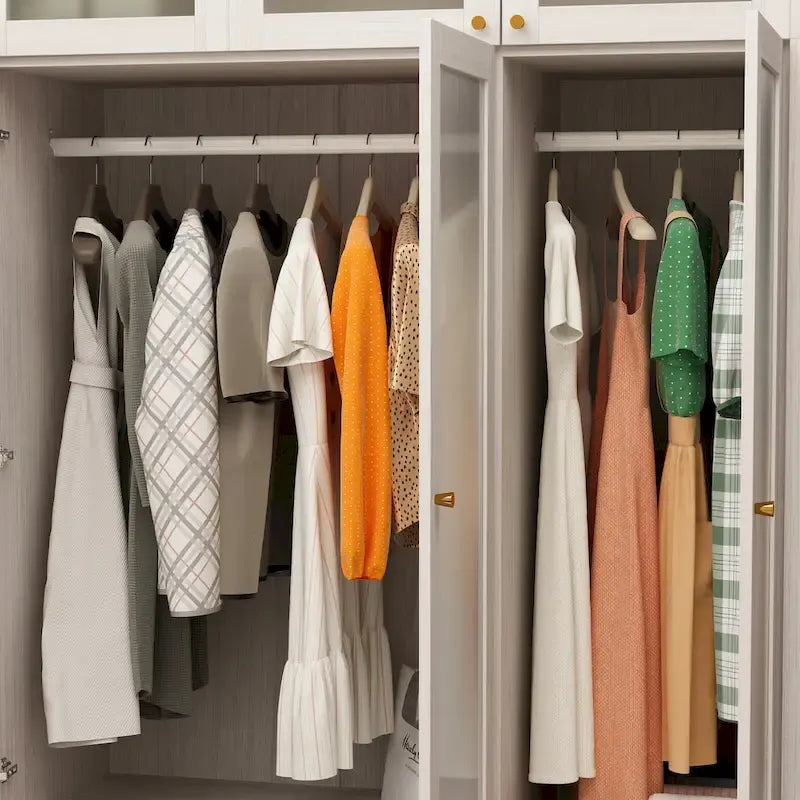 Armario modular con puerta de cristal esmerilado gris claro, armario esquinero en forma de L/U