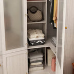 Armario modular con puerta de cristal esmerilado gris claro, armario esquinero en forma de L/U