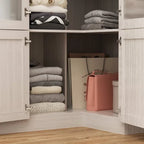 Armario modular con puerta de cristal esmerilado gris claro, armario esquinero en forma de L/U