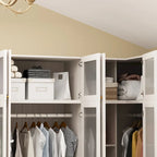 Armario modular con puerta de cristal esmerilado gris claro, armario esquinero en forma de L/U