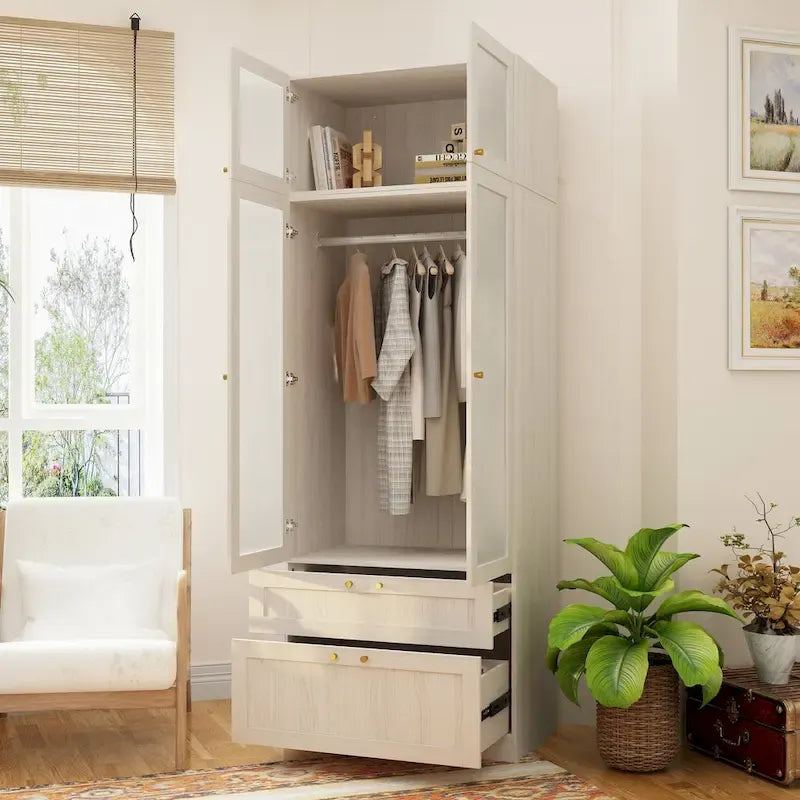 Armario modular con puerta de cristal esmerilado gris claro, armario esquinero en forma de L/U