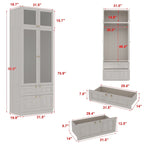 Armario modular con puerta de cristal esmerilado gris claro, armario esquinero en forma de L/U