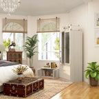 Armario modular con puerta de cristal esmerilado gris claro, armario esquinero en forma de L/U
