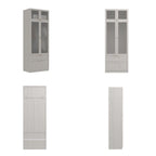 Armario modular con puerta de cristal esmerilado gris claro, armario esquinero en forma de L/U