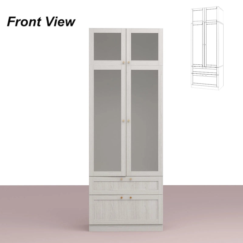Armario modular con puerta de cristal esmerilado gris claro, armario esquinero en forma de L/U