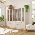Armario modular con puerta de cristal esmerilado gris claro, armario esquinero en forma de L/U