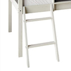 Cama baja tipo loft doble negra/blanca/gris con tobogán, escalera y pizarra, para 1 persona