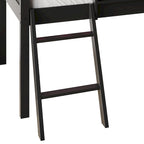 Cama baja tipo loft doble negra/blanca/gris con tobogán, escalera y pizarra, para 1 persona