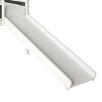 Cama baja tipo loft doble negra/blanca/gris con tobogán, escalera y pizarra, para 1 persona