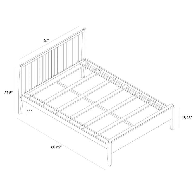 Cama Queen de Madera Maciza con Cabecero de Listones, Negra/Blanca/Rubia – 1 persona