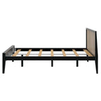 Cama Queen de Madera Maciza con Cabecero de Listones, Negra/Blanca/Rubia – 1 persona