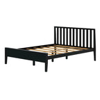 Cama Queen de Madera Maciza con Cabecero de Listones, Negra/Blanca/Rubia – 1 persona